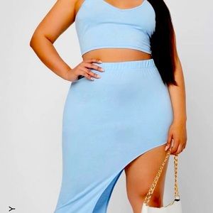 Baby Blue A-line skirt and crop top